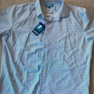 Men’s Light Blue Printed Short-Sleeve Button-Down Shirt